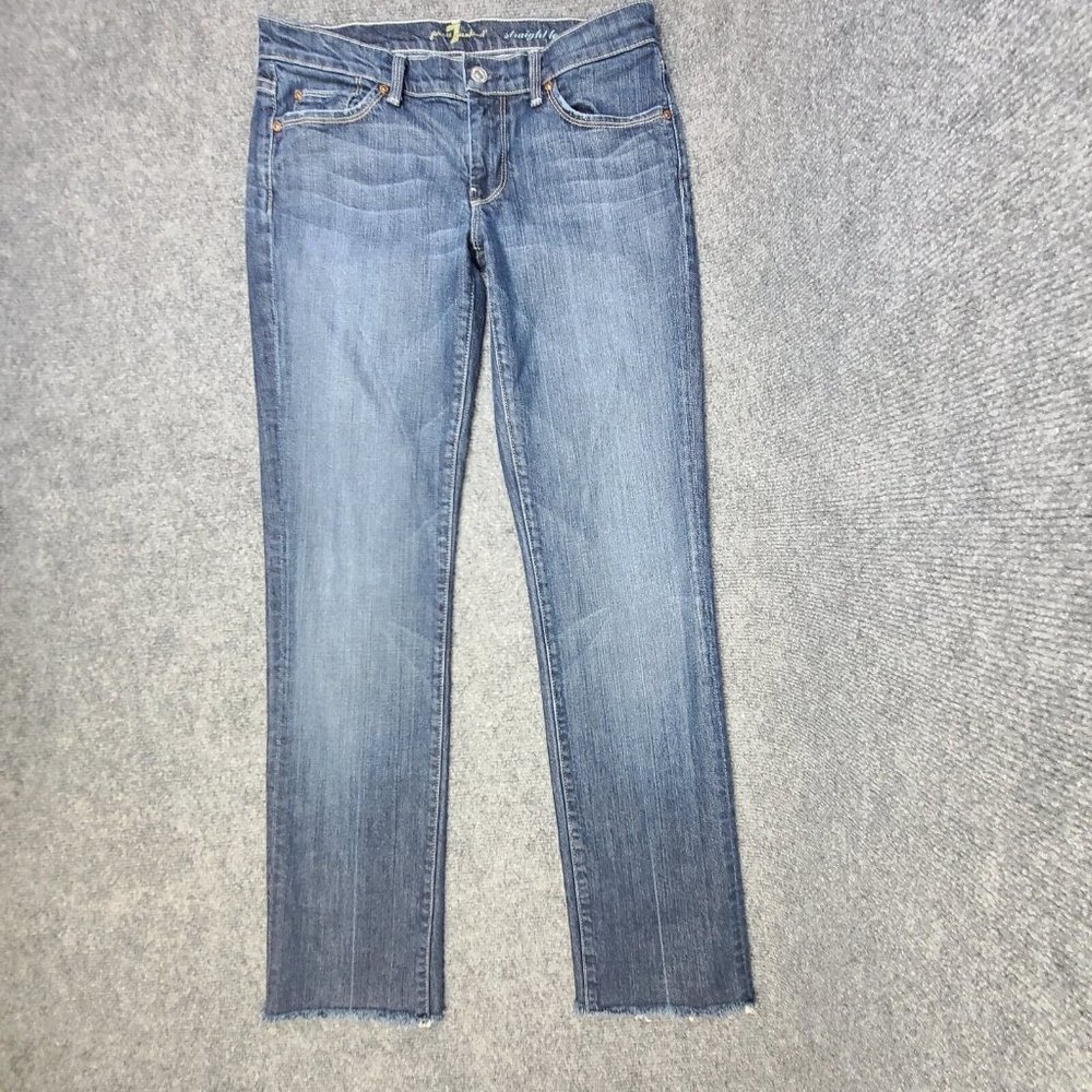 7 For All Mankind Womens Jeans 30x30 Low Rise Dark Wash Straight Leg Stretch